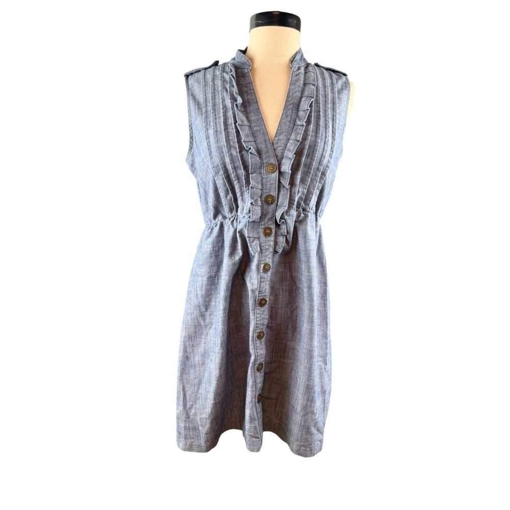B.‎ Smart Sleeveless Blue Ruffle Dress